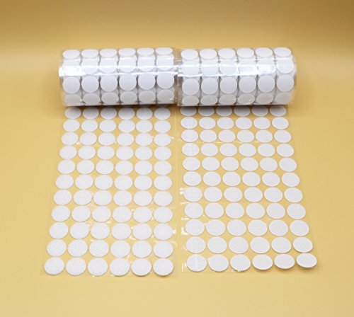Vkey 720pcs ( 360Pair Sets) 16mm Diameter Sticky Back Coins Hook & Loop Self Adhesive Dots Tapes (White)