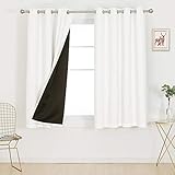 Deconovo Full Blackout Curtains Double Layer Lined Drapes Complete Blackout Curtains Heat and Sound Reducing Curtains for Nursery 52W x 63L Inch Cream Set of 2