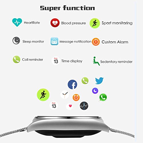 L@YC New Healthy Heart Rate Blood Pressure Smart Sports Bluetooth Hand Ring Pedometer Call Notification Sleep Monitoring Bracelet, Gold - Thumbnail 3