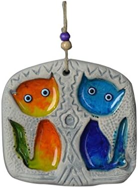 Fayy Pottery Wall Decor-Home Decor- Clay and Melted Glass- Authentic Animal Figure-Outdoor and Indoor Use-Farmhouse Wall Decor-for Garden and Wall Decor (cat)