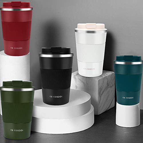 CS COSDDI Thermobecher- Isolierbecher, Edelstahl Travel Mug, 13oz/380ml Vakuum auslaufsicher Reisebecher mit Deckel, Autobecher, doppelwandig isoliert für, Wasser und Tee, Kaffee-to-go Becher – Bild 8