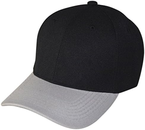 QML Plain Baseball Blank Cap Solid Color Velcro Adjustable ( 31 Colors ) (BLACK/LIGHT GREY)