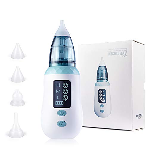 Electric Nose Aspirator, USB Charging Nose Cleaner with 3 Suction Levels, 2 Size Reusable Nose Aspirator and 1 Ear Tip, Rechargeable, Safe and Hygienic For Newborns, Infants and Toddlers