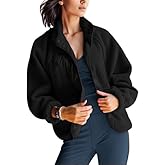 AMEBELLE Women's Cropped Fuzzy Fleece Jacket Lightweight Lined Winter Casual Warm Sherpa Jacket Coat Outerwear with Pockets