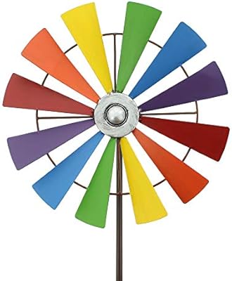 Moulin A Vent Deco De Jardin Sur Pied En Metal Laque Brun Avec Couleurs Decoratives Design Tres Stable Amazon Fr Cuisine Maison