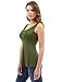 PattyBoutik Women's Crochet Lace Inset Tank Top (Olive Green M)