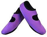 NuFoot Mary Janes Women's Shoes, Best Foldable & Flexible Flats, Travel & Exercise Shoes, Dance Shoes, Yoga Socks, Indoor Shoes, Slippers, Purple, Large