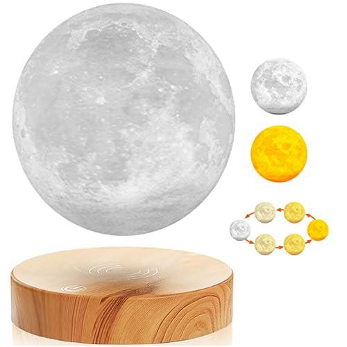 Levitating Moon Lamp,Floating and Spinning in Air Freely with 3D Printing LED Moon Light for Unique Christmas Gifts,Room Decor (3 Colors)