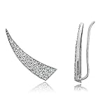 Sterling Silver Cubic Zirconia Horn Crawler Climber Hook Earrings