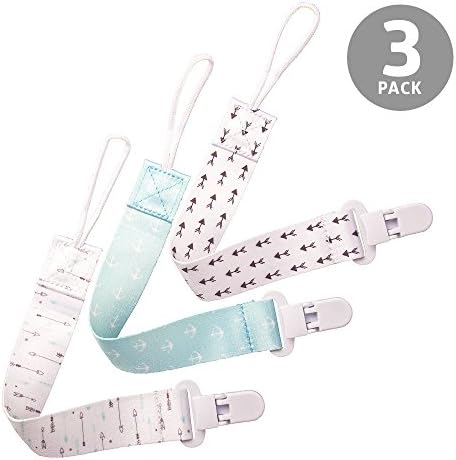 Deblan Pacifier Clip, 3 Unique Modern Design for Girls and Boys, Fits All Pacifiers and Teething Soother Styles