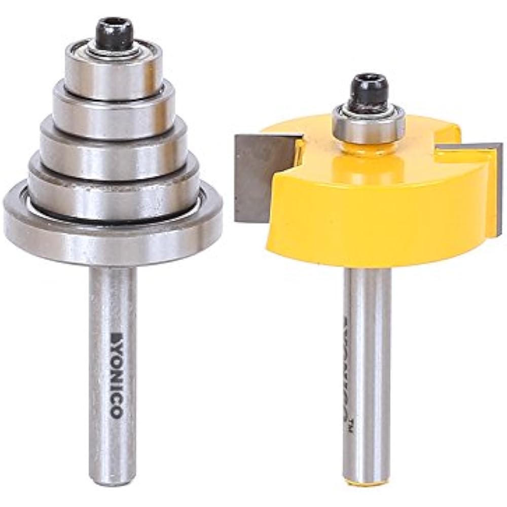 14705q 1/2Inch Height 6 Bearings Rabbet Router Bit & Set 1/4Inch