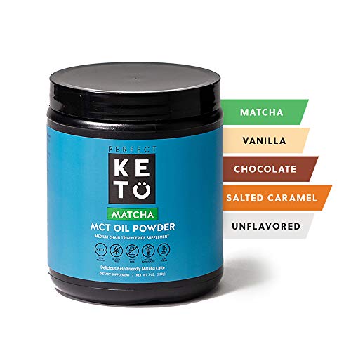 Perfect Keto MCT Oil C8 Powder, Coconut Medium Chain Triglycerides for Pure Clean Energy, Ketogenic Non Dairy Coffee Creamer, Bulk Supplement, Helps Boost Ketones, Matcha
