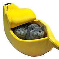 BILIKILI Cat Play House Small Pet Bed Banana Sofa Couch Fluffy Nest Warm Kitty Sack Box Kennel Cute Home Sleeping Bag (S(15.75"/5.91"/3.94", Yellow)