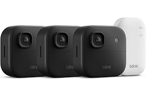 Blink Outdoor 2K+ (newest model) — Wireless smart security camera, 2K video resolution, enhanced audio, two-year battery. Sync Module Core included — 3 camera system (Black)