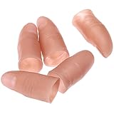 Dophee 5Pcs Finger Magic Trick Fake Soft Thumb Tip Close Up Stage Show Prop Prank Toy