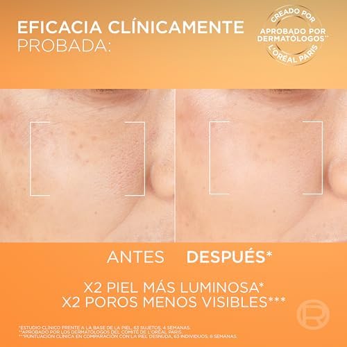 L'Oréal Paris Sérum Facial 12% Pura Vitamina C , Piel más luminosa y poros menos visibles, Reduce las arrugas, la despigmentación y los poros, Revitalift Clinical, 30 ml