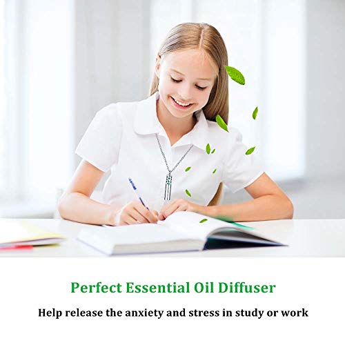 AZORA Essential Oil Diffuser Necklace Aromatherapy Diffuser Flower Cylinder Pendant Locket with Oils Container Stainless Steel Jewelry Gift Sets for Boys Girls Kids Women - Thumbnail 4