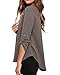 Face N Face Women's Summer V Neck Solid Loose Casual Cuffed Long Sleeve Blouses Large Black Grey