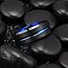 King Will Duo Mens 10mm Black Matte Finish Tungsten Carbide Ring Blue Beveled Edge Wedding Band