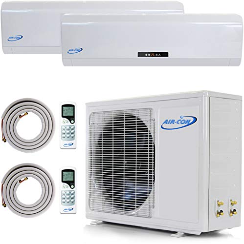 Multi Zone Mini Split Ductless Air Conditioner - Dual Zone 9000 + 12000-2 Zone Pre-Charged Inverter Compressor - Includes Two Free 25' Linesets - Premium Quality - US Parts & Tech Support