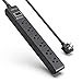 BESTEK 6-Outlet 6 Feet Extension Cord Power Strip 15A 1875W Surge Protector Desktop Charging Station, 200Joules, Right Angle Flat Plug, Ultra-Compact Wide Spaced Multi Outlets Plugs Sockets, Black