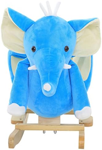 DanyBaby Ultra Soft Rocking Animal Ride on Plush Elephant Chair Embroidered Words I Love My Baby!