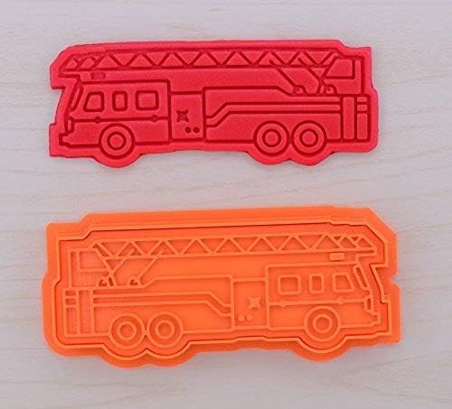 Firetruck Cookie Cutter and Stamp Set 100 (5 x 1.9 inches)