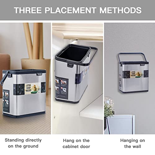 Vonsamge Universal Cat Litter Scoop Holder, Stainless Steel Small Trash