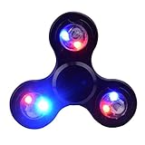 New LED Hand Spinner Fidget Toys, Broloyalty Aluminum Alloy LED Fingertip Gyro Stress Reducer for ADD / ADHD / Anxiety and Autism (Tri-black)