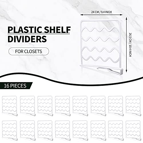 Jetec 16 Pieces Plastic Shelf Dividers Closet Divider Shelf Separator