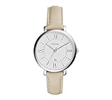 Fossil Women's 36mm Jacqueline Silvertone Watch With Ivory Leather Strap