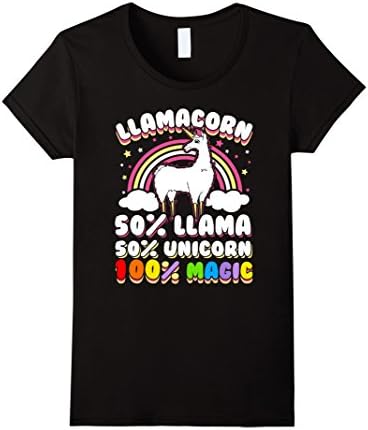 Women's Llamacorn Shirt - Funny Unicorn Llama Shirt - 100% Magic Small Black