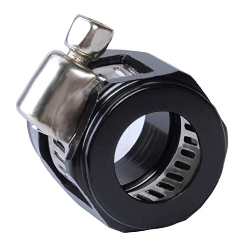 Flexible Rubber Hose Pipe Clamps - 6an Hose Finisher Clamp with Screw Band for 3/8 Fuel Line Hose, 4Pcs/Pack Black Hose Connectors, Great for Fuel/Oil/Diesel/Gas/Air and Water Hose Tube