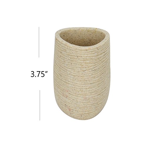 Evelyne GMT-10004 Resin Sandstone Bathroom Amenity Accessory Set Included Dispenser, Soap Tray, Toothbrush Holder and Tumbler