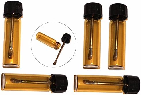 5 x Amber Glass Snuff Vial Telescoping Telescopic Spoon Spice Bullet Snorter