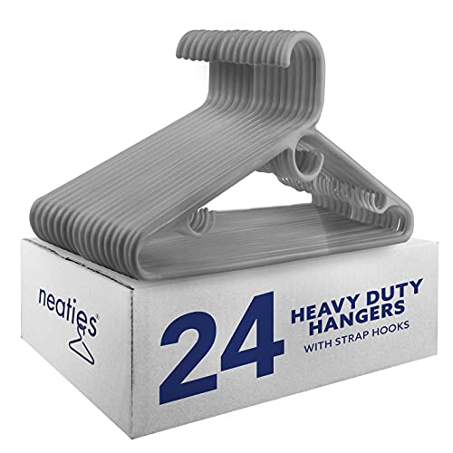 Neaties Gray Heavy Duty Plastic Hangers with Large Accessory Hook and