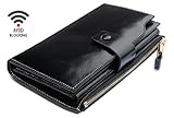 Obosoyo Women's RFID Blocking Large Capacity Luxury Wax Genuine Leather Wallet With Zipper Pocket Holder Organizer Ladies Purse