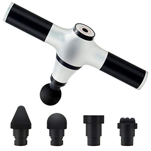 Muscle Massage Gun, Powerful Percussion Cordless Deep Tissue Massager Device with 5 Interchangeable Massage Heads and 3 Speed Settings for Muscle Recovery and Pain Relief