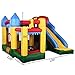 Costzon Inflatable Bounce House, Mighty Castle Bouncer with Long Slide, Climbing Wall, Jumping Area, Basketball Rim, Including Oxford Carry Bag, Repairing Kit, Stakes (with Blower)