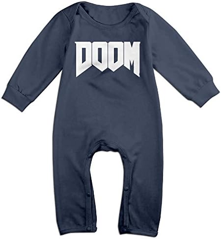 PCY Newborn Babys Boy's &amp; Girl's Doom Video Game Logo Long Sleeve Jumpsuit Outfits For 6-24 Months Navy Size 12 Months