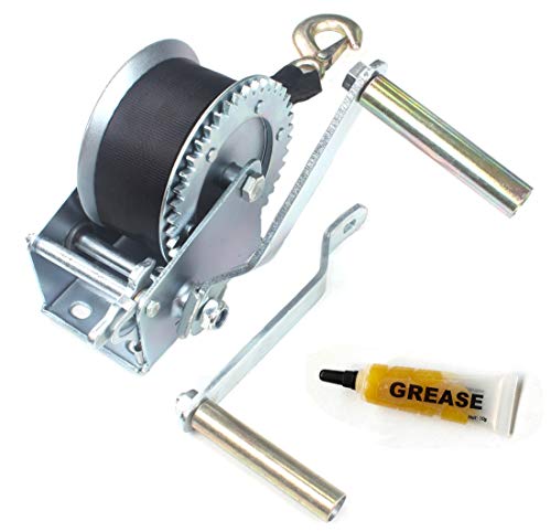 AC-DK 1600 lb - 3500 lb Hand Gear Winch Come with Two Crank Handles! - Manual Operating with Strap & Cable for Boats and Trailers(1600 lb with Strap).
