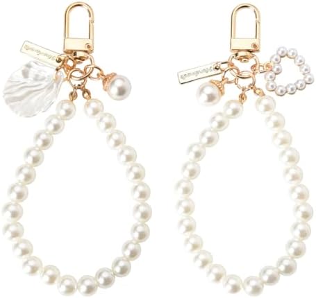 Amazon.com: PEUTIER Pearl Phone Charm, Beaded Phone Wrist Strap
