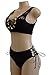 Almaree Lace Crochet High Waist Tie Side 2PCS Bikini Beachwear for Woman Black L