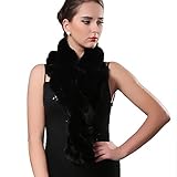 Women Winter Real Fur Scarf - Rex Rabbit Warm Long Flower Brim Scarves Designed By FURTALK