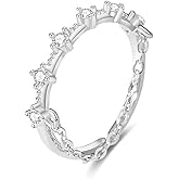 Chain Diamond Stacking Open Ring 925 Sterling Silver Cubic Zirconia Crystal Dangling Tassel Adjustable Statement Knuckle Finger Rings Wedding Engagement Promise Bands Dainty Jewelry Gifts for Women Birthday