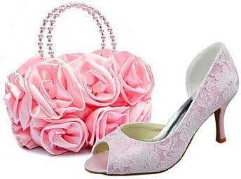 pink satin shoes and bag