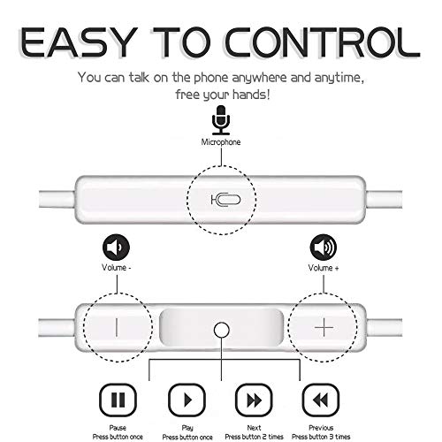 Burxoe Earbuds Earphones Wired Stereo Sound Headphones for iPhone with Microphone and Volume