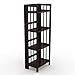 Stony Edge 4-Tier Folding Bookshelf | Espresso Wood Finish | 45x16x11.5 Inches | Book Shelf for Books and Trinkets | No Assembly Required | Foldable & Small Bookshelf for Home and Office