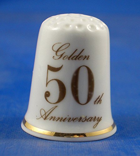 Porcelain China Thimble -- -- 50th Wedding Anniversary with Free Gift Box