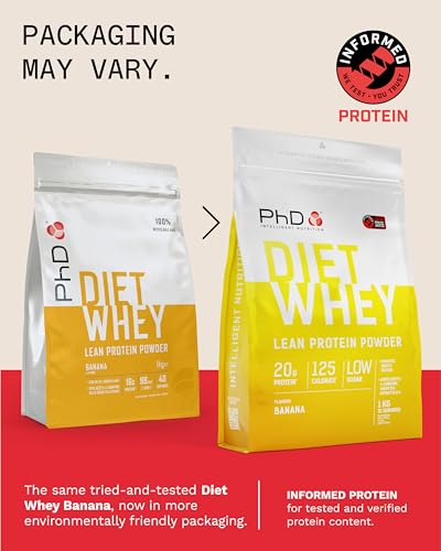 PhD Nutrition Diet Whey Lean Protein | Whey Protein Powder Banana Flavour 1 kg [ Packaging May Vary ]